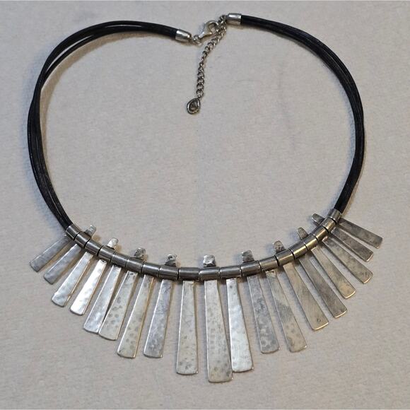 Silpada N3228 Nod to Mod Necklace .925 Sterling Silver Hammered 18"-20 Brutalist - Picture 1 of 7